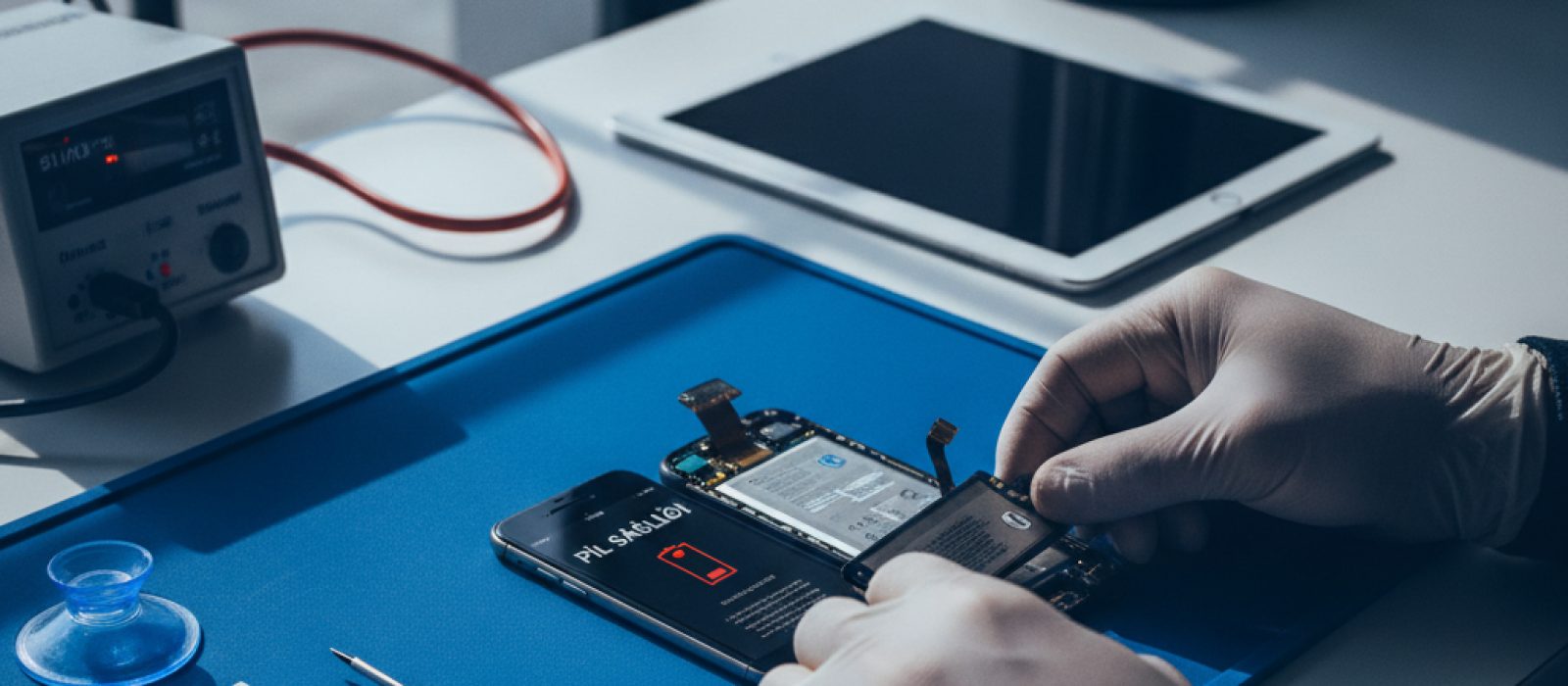 iPhone ekranında pil sağlığı servis uyarısı, düşük pil yüzdesi gösteriyor.