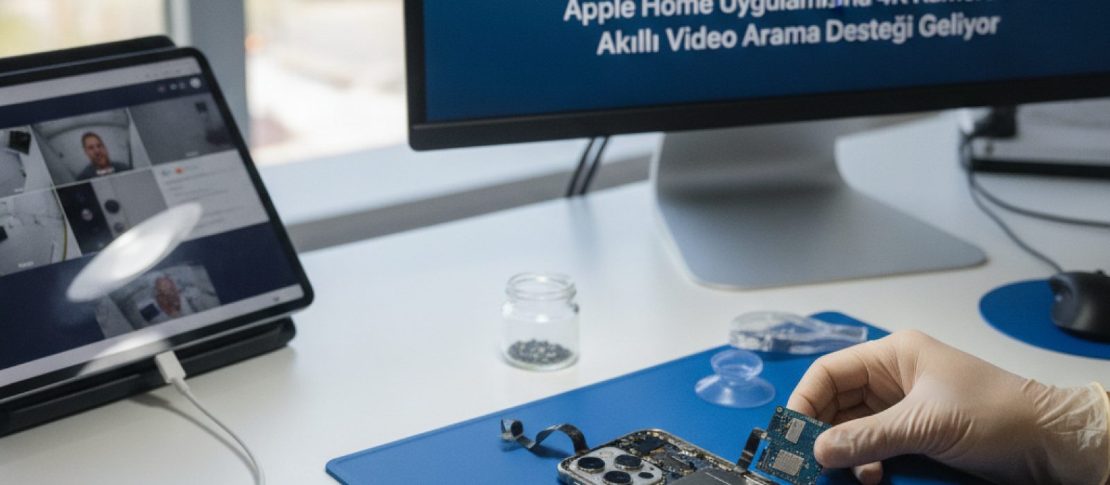 Apple Home uygulamasının arayüzünde 4K kamera görüntüsü ve akıllı video arama bildirimi