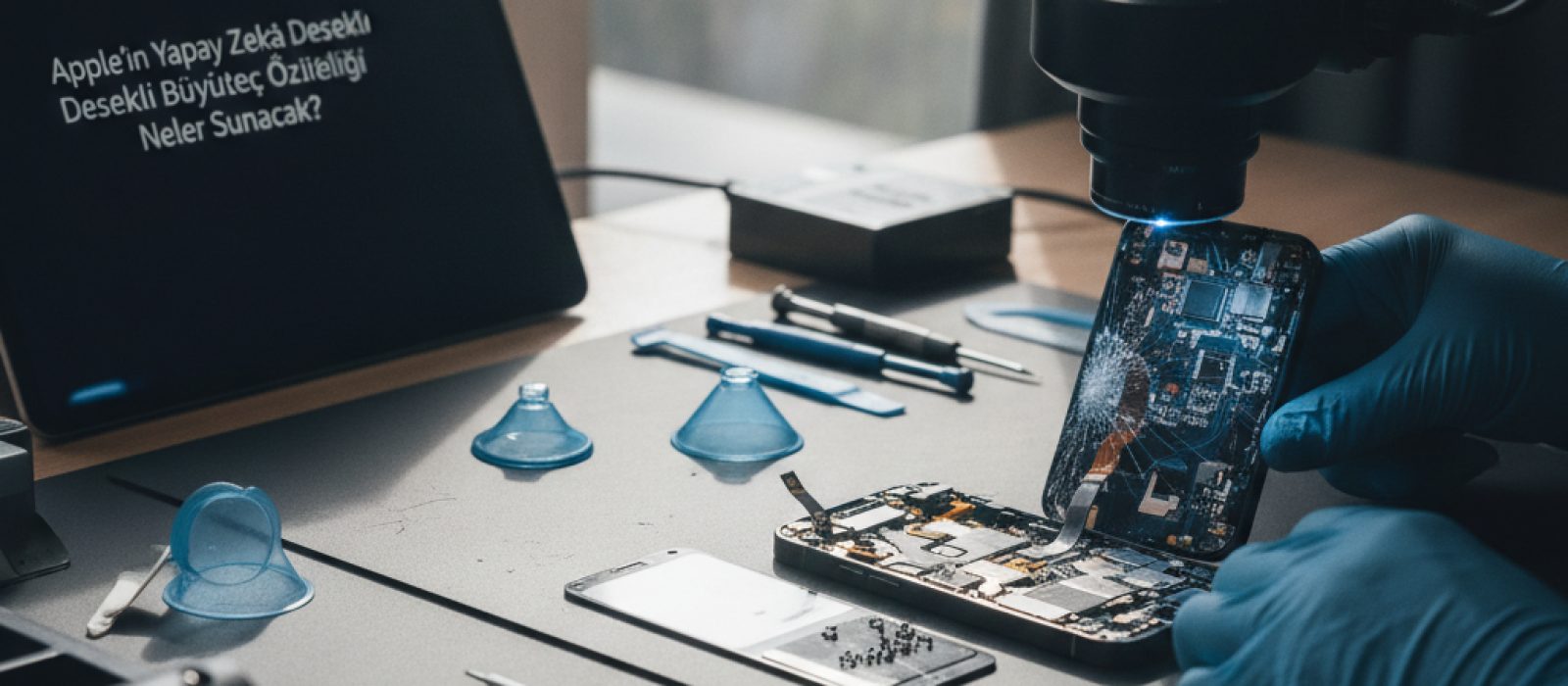 Yapay zeka destekli Büyüteç özelliği ile bir metni okuyan iPhone ekranı