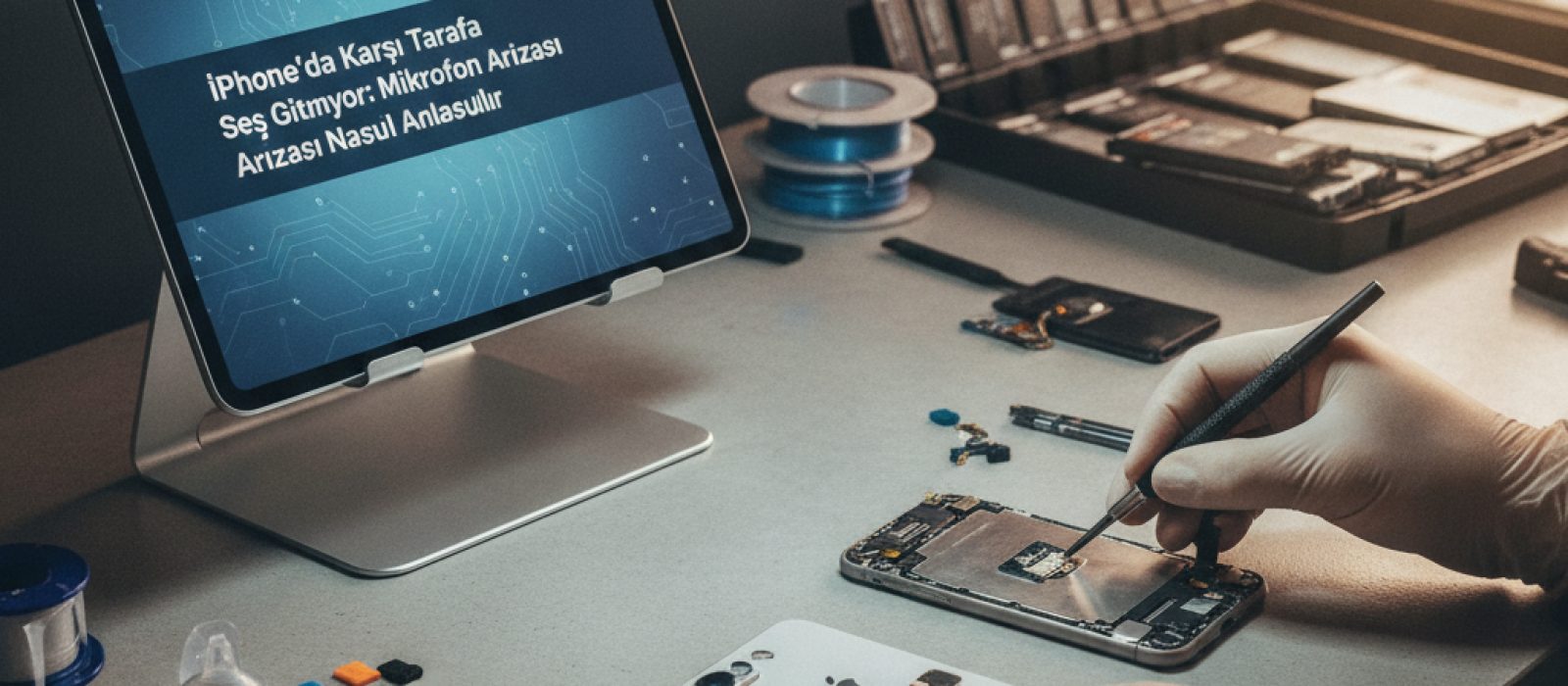 iPhone ekranında mikrofon simgesi ve hoparlörün yakın çekimi