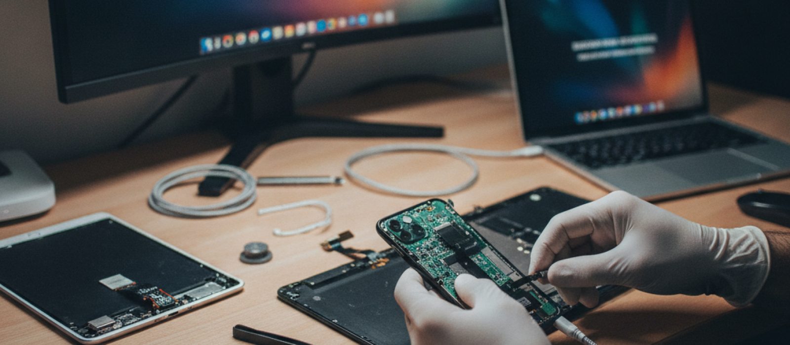 iPhone'un bilgisayara USB kablosuyla bağlı olduğu ancak ekranda bağlantı hatası mesajı görünen bir görsel.